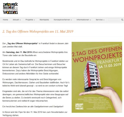 Tag des Offenen Wohnprojekts 11.05.2019